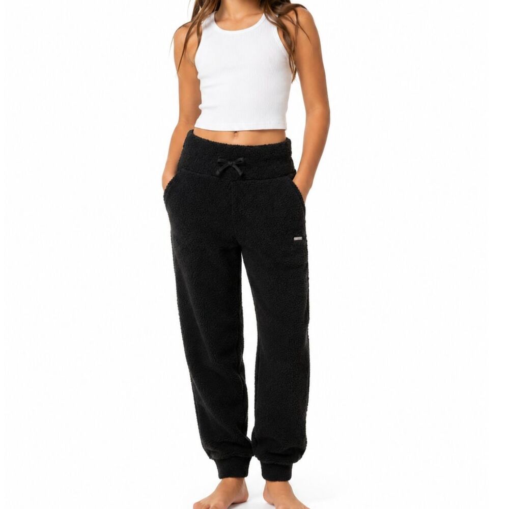 Limited Too Girls Black Fleece Jogger Sweatpants Size L 10/12 Cozy Terry Lounge